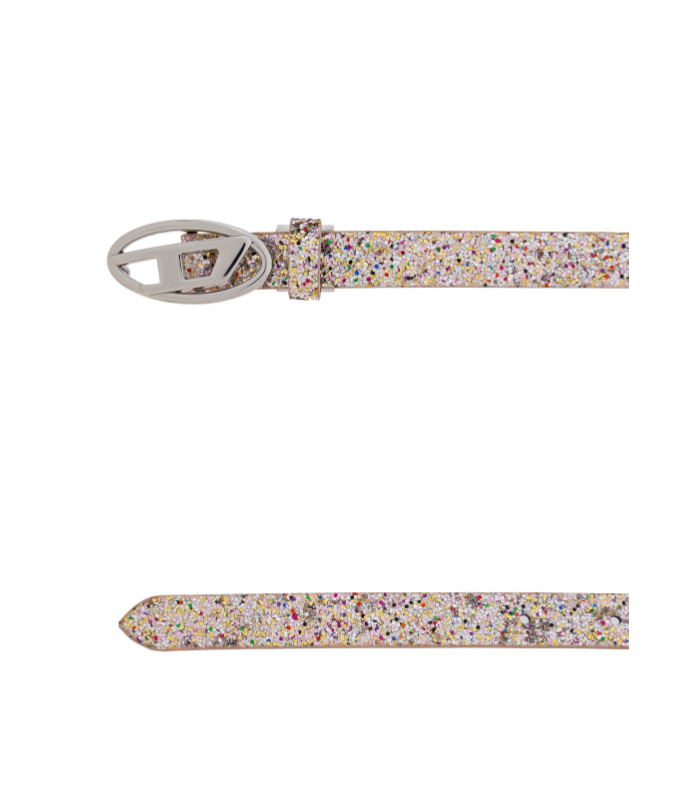 Diesel B-1dr 15 Glittered Faux Leather Belt In Nude