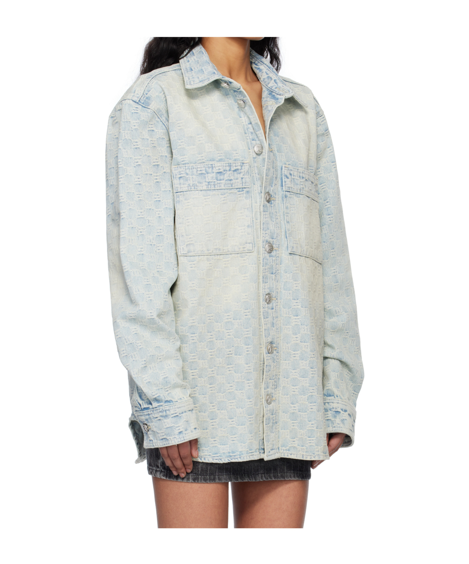 Misbhv Monogram Ocean Washed Denim Overshirt In Blue