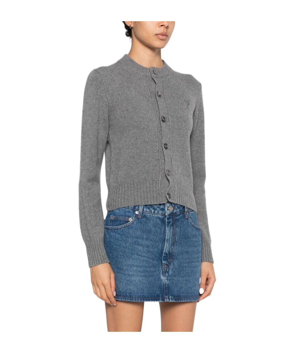 Ami Alexandre Mattiussi Ami Paris Ami Paris De Coeur Cashmere Cardigan In Gray