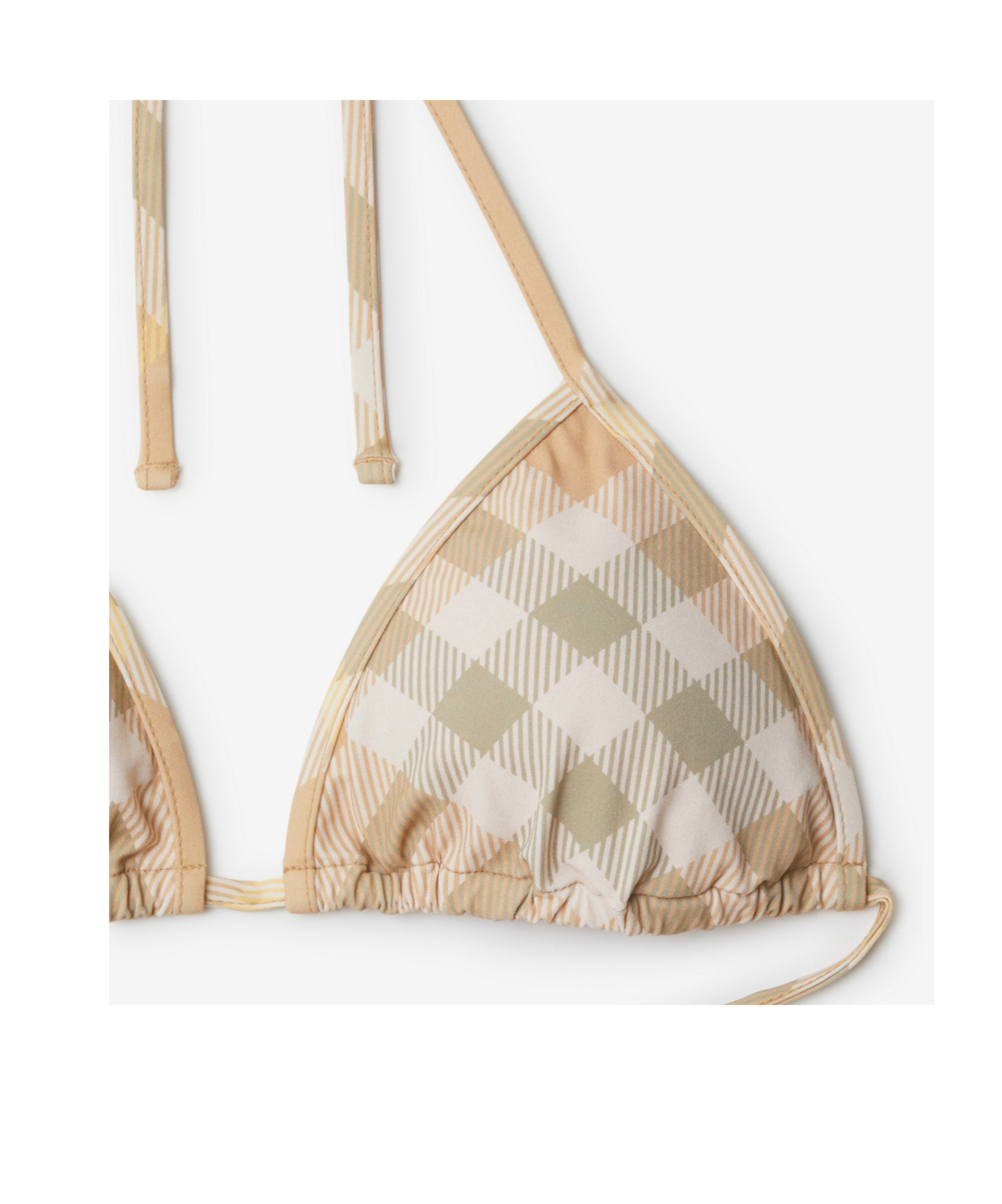 Burberry Check Triangle Bikini Top In Nude