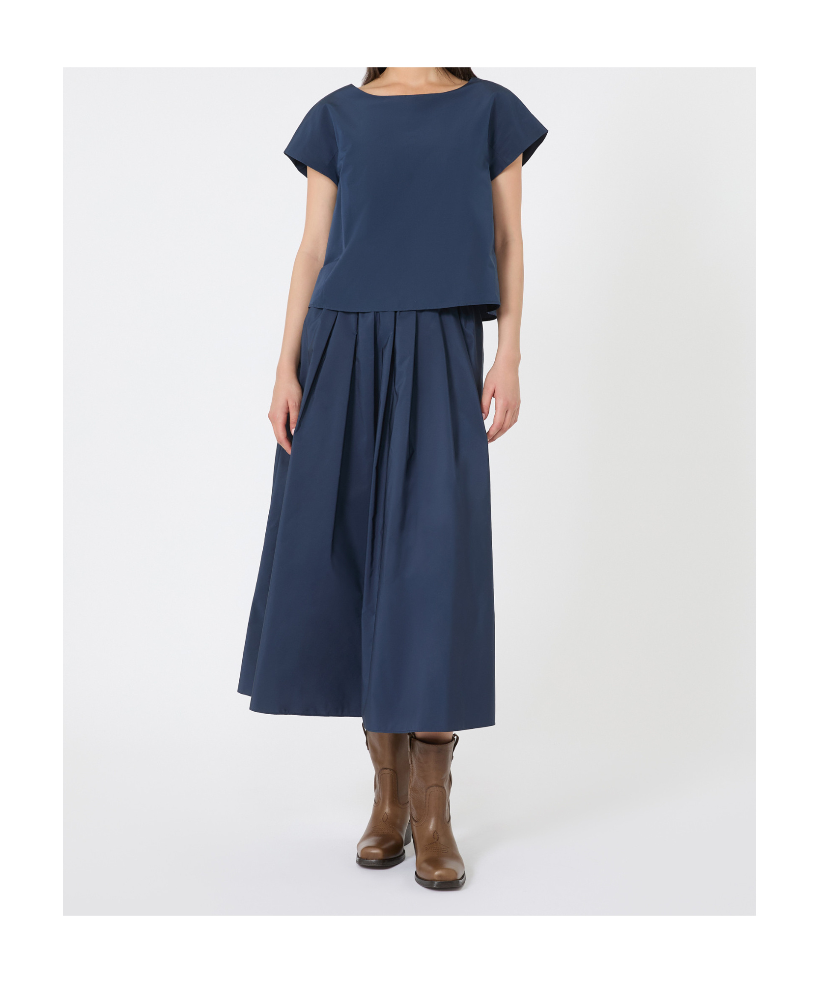 Weekend Max Mara Taffeta Tie-belt Midi Skirt In Blue