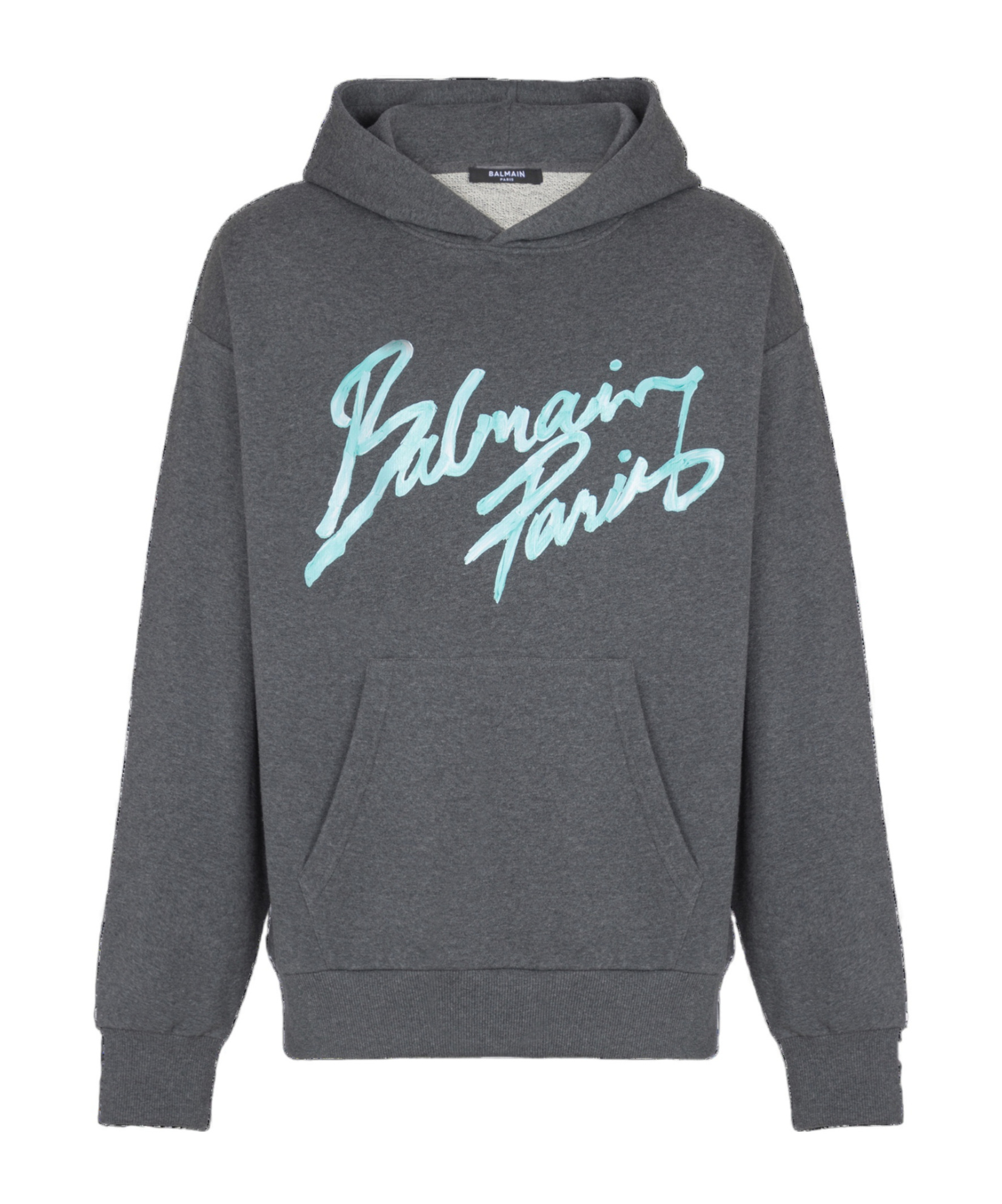 Balmain Printed Cotton Hoodie In Gray