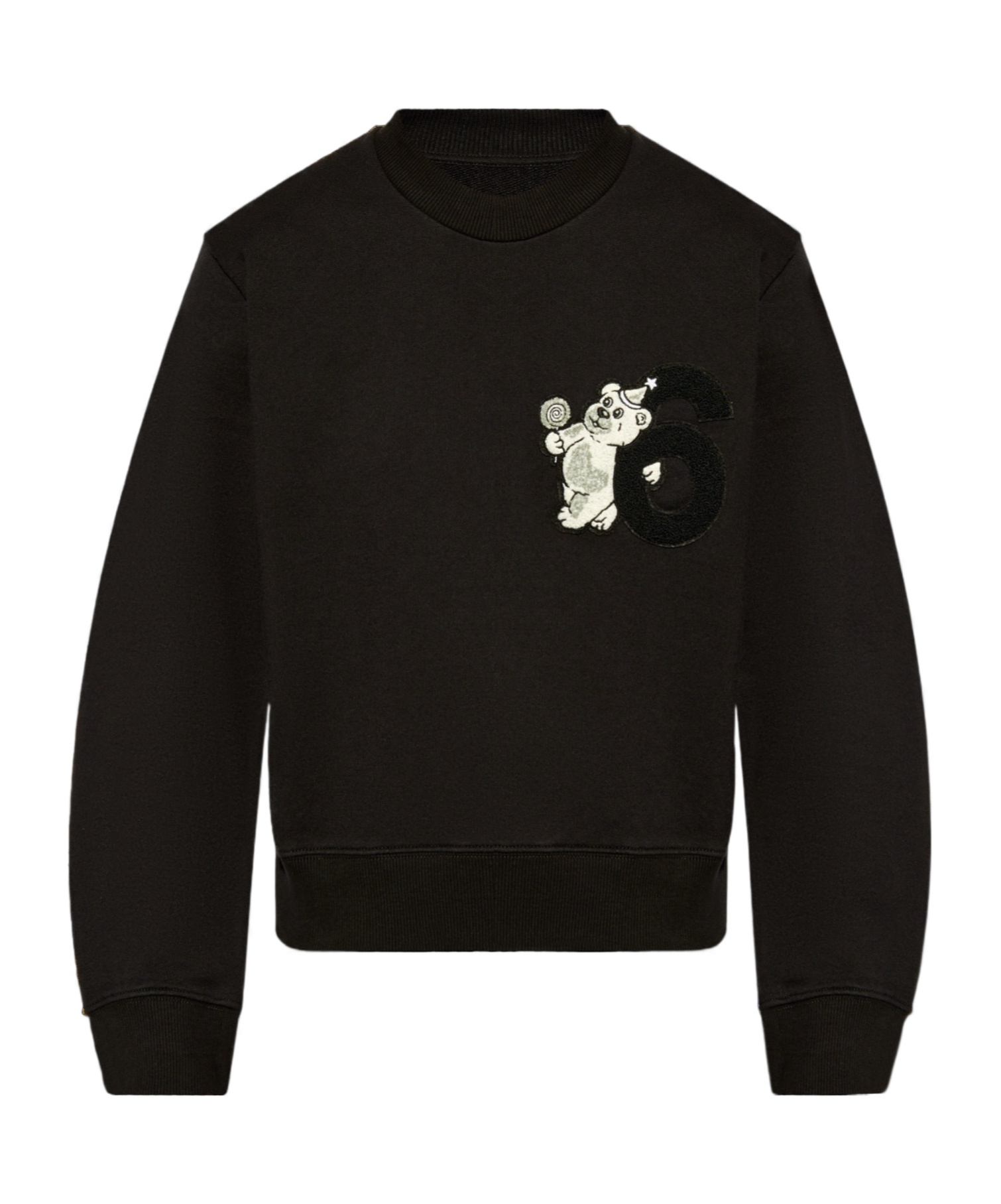 Shop Mm6 Maison Margiela Bear-patch Cotton Sweatshirt In Black