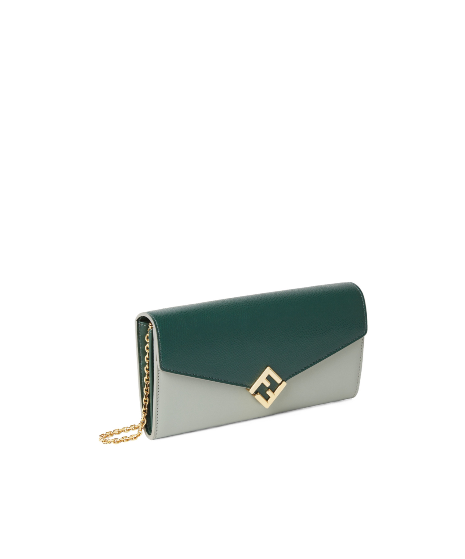 Fendi Ff Diamonds Continental Wallet On Chain Accessories In Green