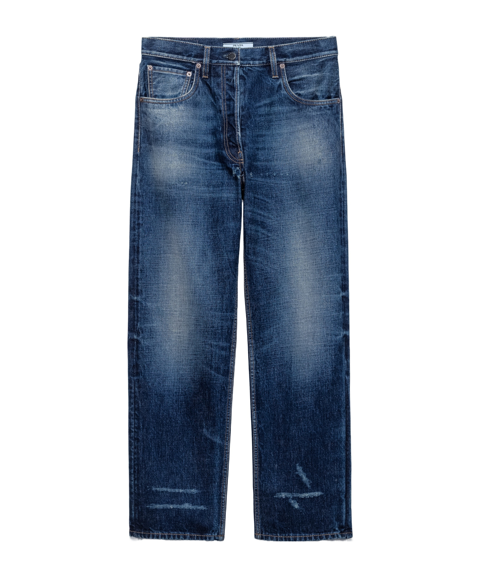 Prada Five Pocket Trousers With Distressed Faded Effect In Blue