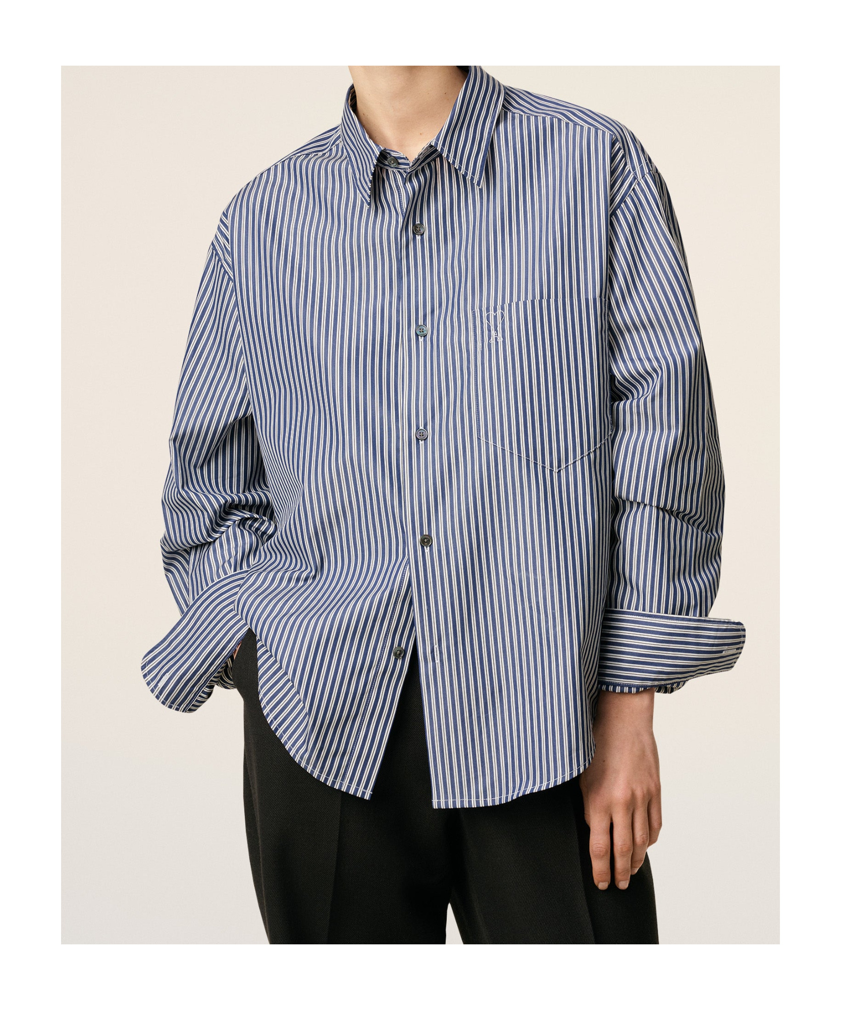 Ami Alexandre Mattiussi Striped Shirt In Gray