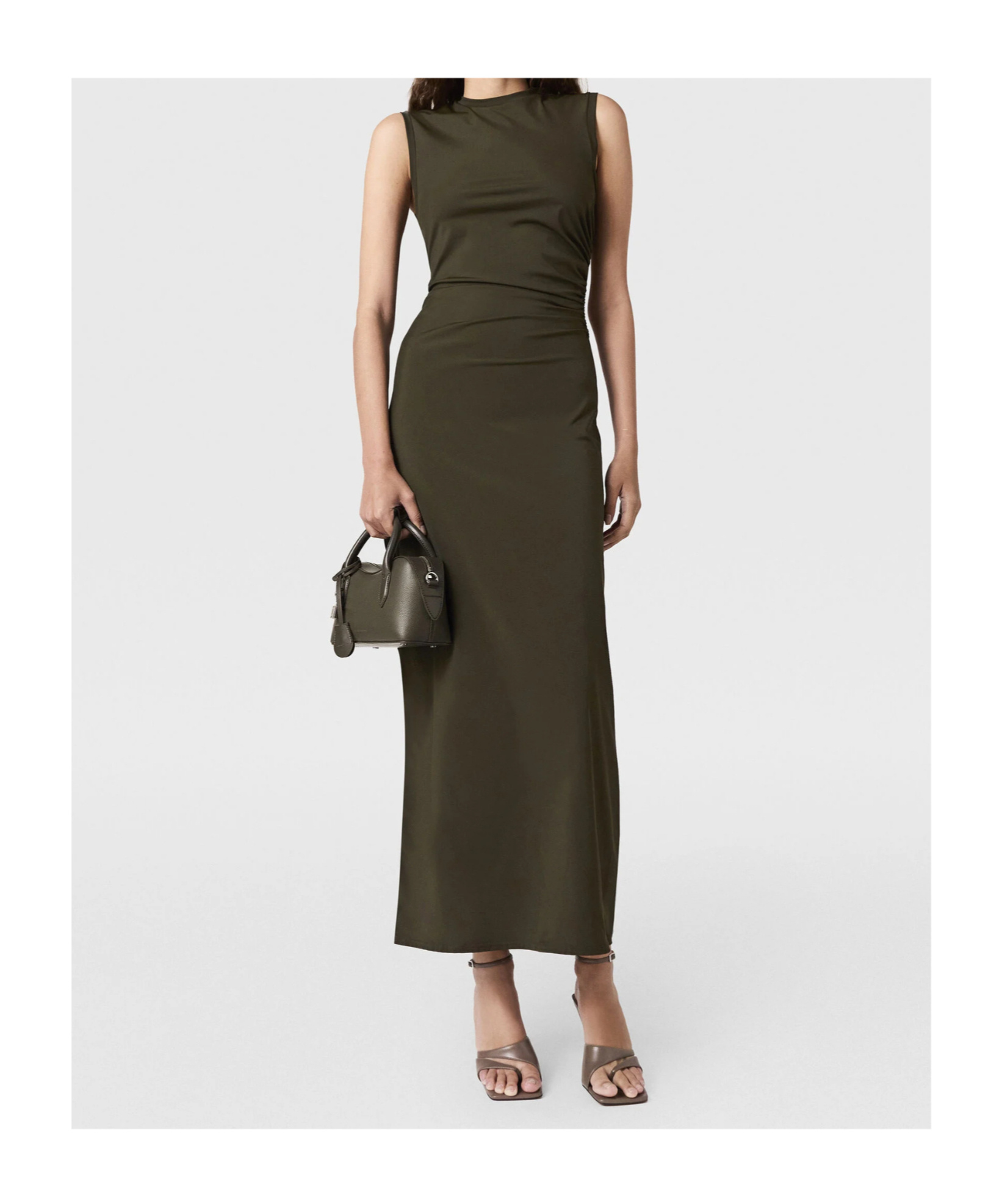 Stella Mccartney Sleeveless Crewneck Twist Mesh Midi Dress In Brown