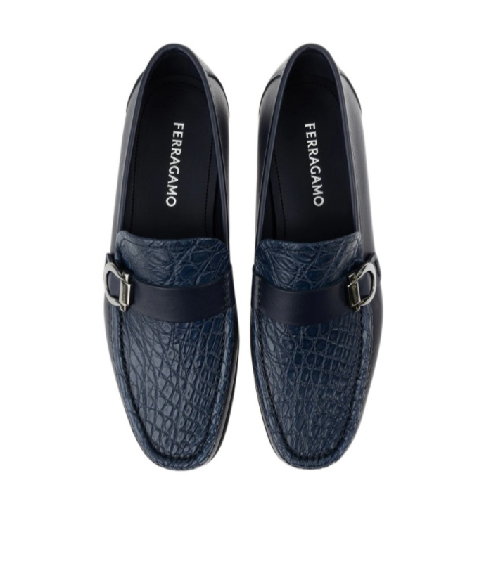 Ferragamo Loafer With Gancini Ornament In Blue