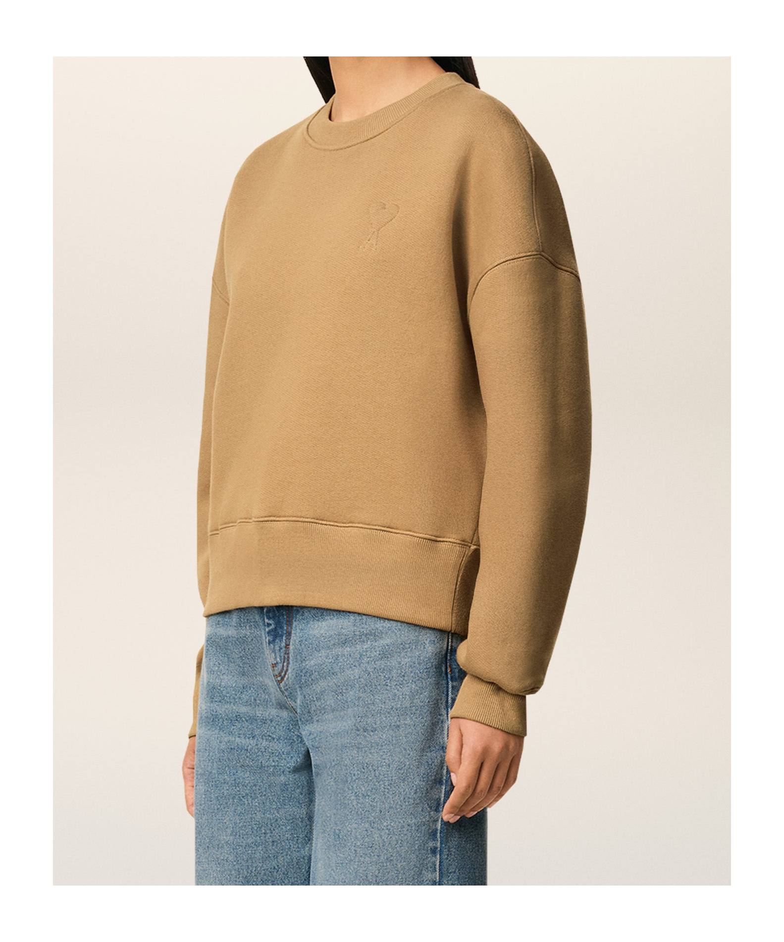 Ami Alexandre Mattiussi Ami Paris Crew Neck Sweatshirt In Brown