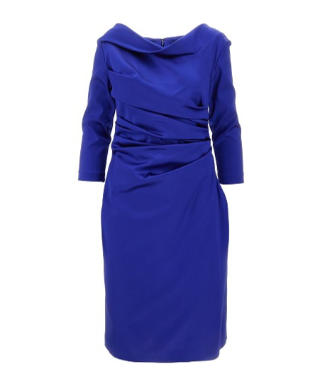 Talbot Runhof Gathered Satin Dress In Blue