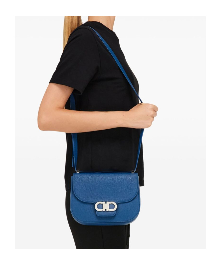 Ferragamo Flip Shoulder Bag In Blue