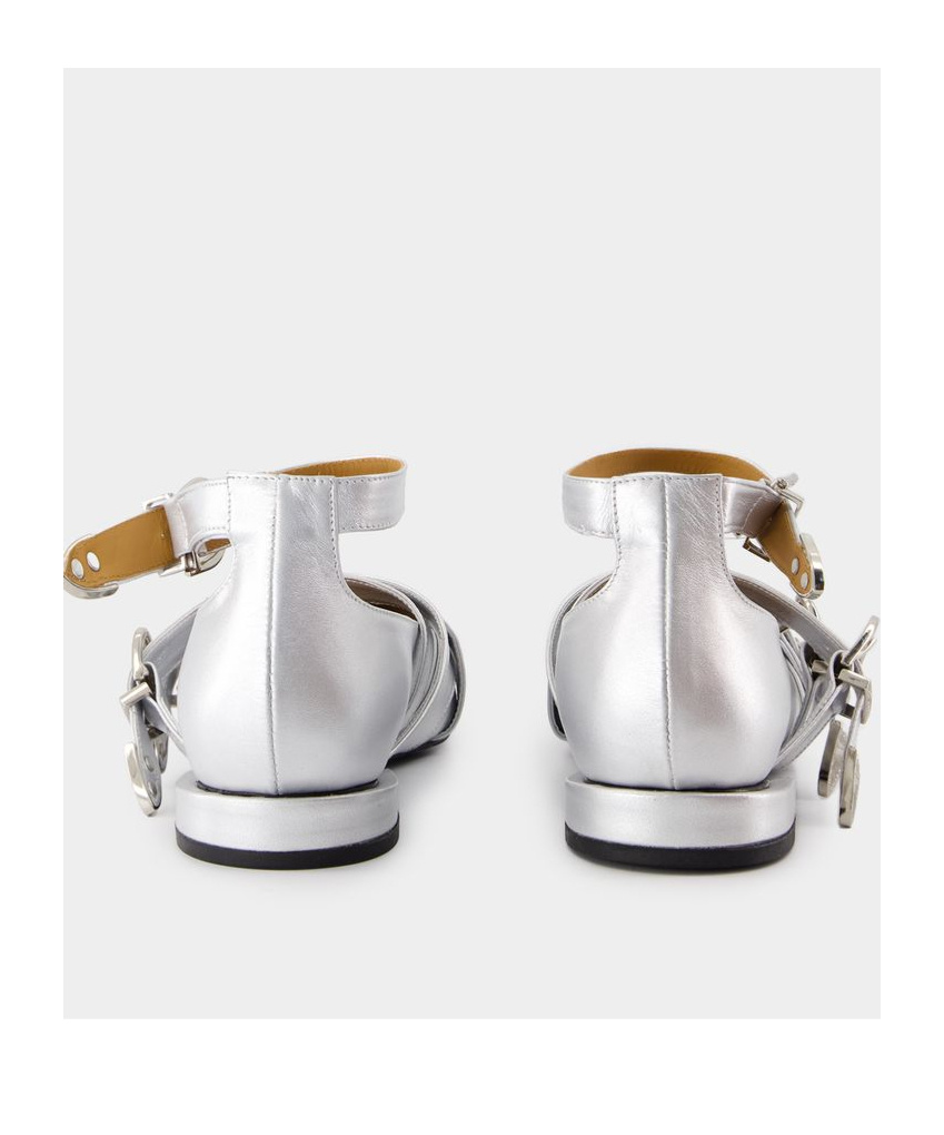 Shop Toga Pulla Cross Strap Ballet Shoes In Gray
