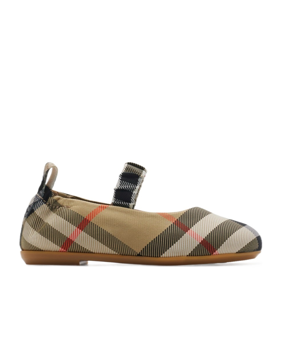 Burberry Check Ballet Flats In Green
