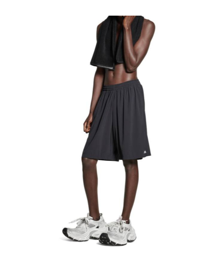 Balenciaga Activewear Stretch Bermuda Shorts In Black