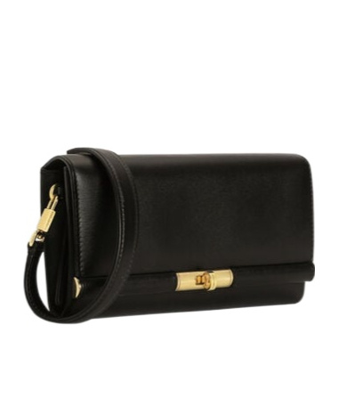 Dolce & Gabbana Marlene Grained Leather Clutch Bag In Black