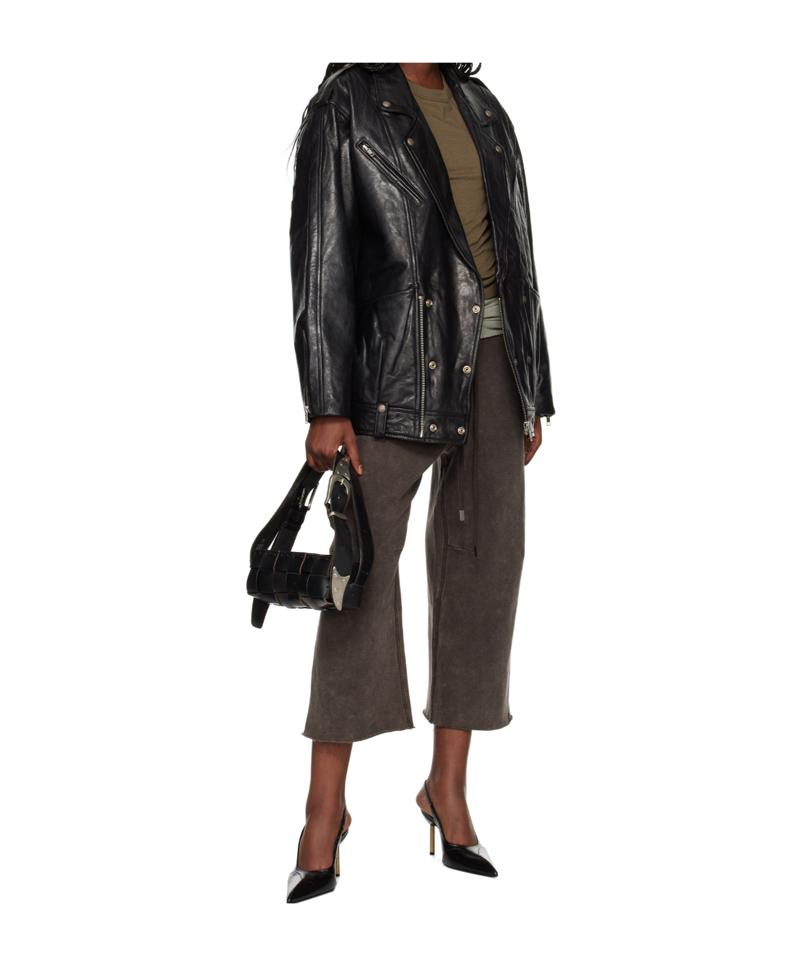 R13 Elongated Motorcycle Jacket Black In Black