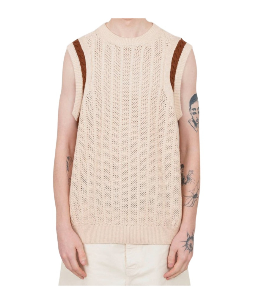 Drôle De Monsieur Cotton-cashmere Knitted Vest In Neutral