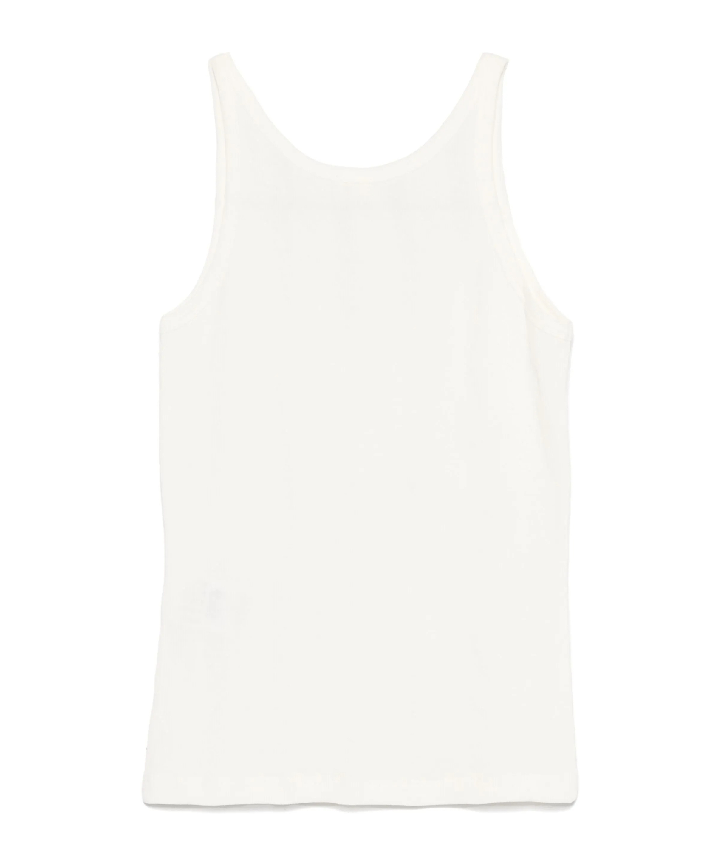 Closed Rib-knit Racer Tank Top In White