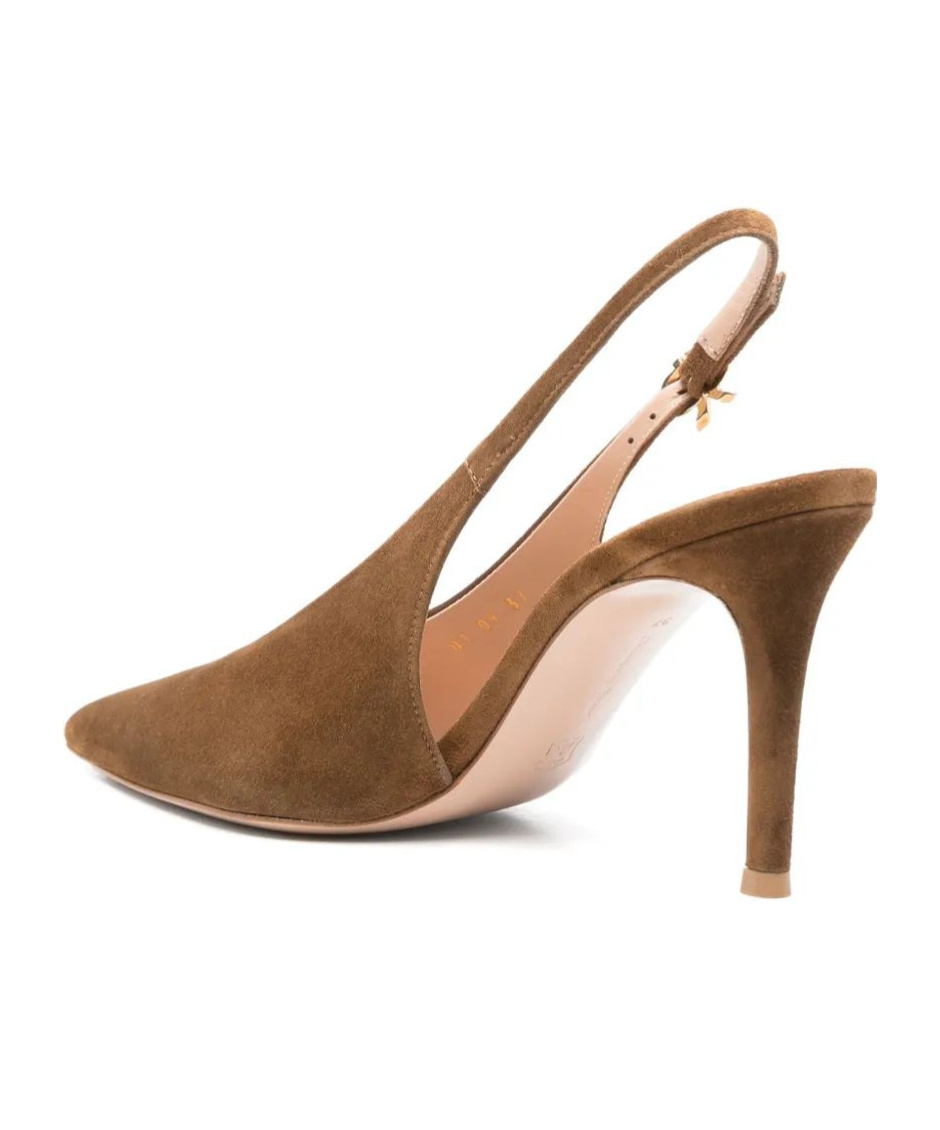 Gianvito Rossi Robbie Pointed Toe Slingback Pumps In Brown