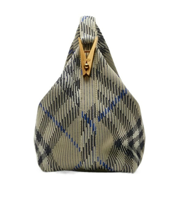 Burberry Women Embroidered Nylon Mini Peg Handbag In Gray
