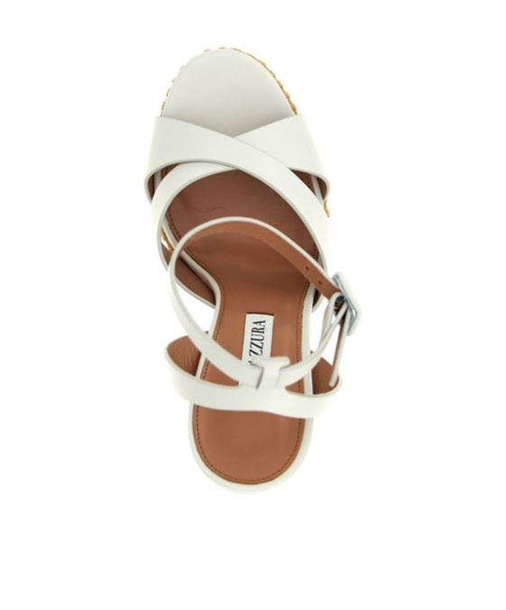 Aquazzura Sunseeker 140 Leather Platform Sandals In Nude