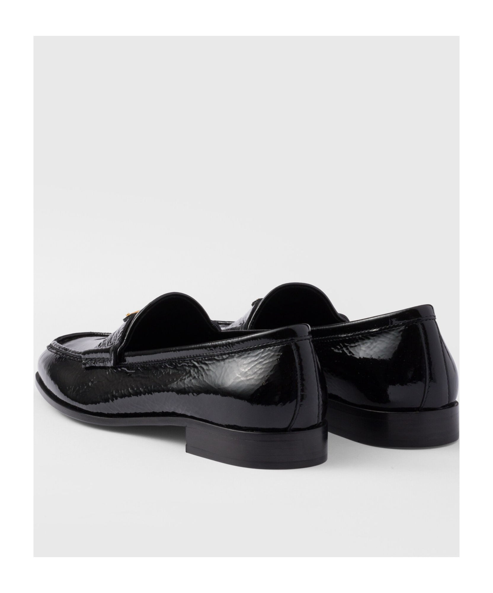 Prada Triangle Logo Patent Leather Loafers In Black