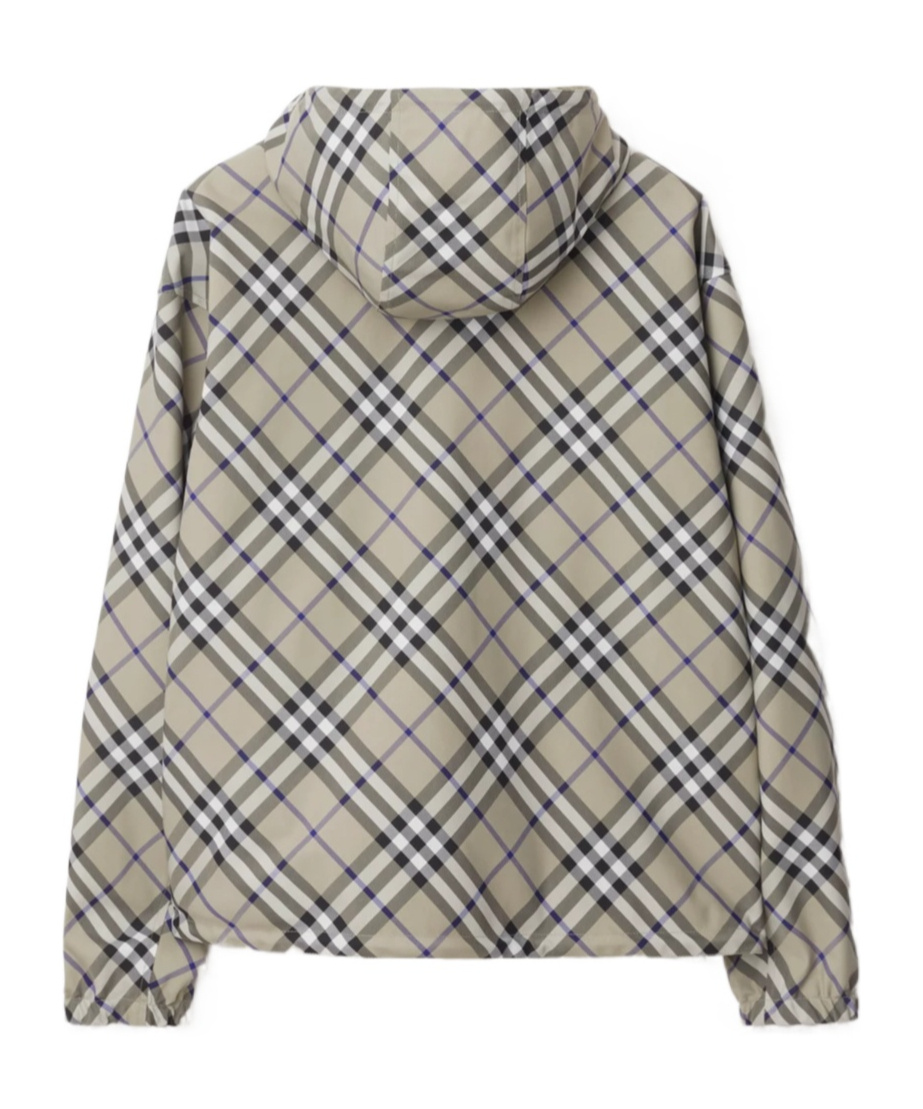 Burberry Cropped Reversible Check Jacket In Gray