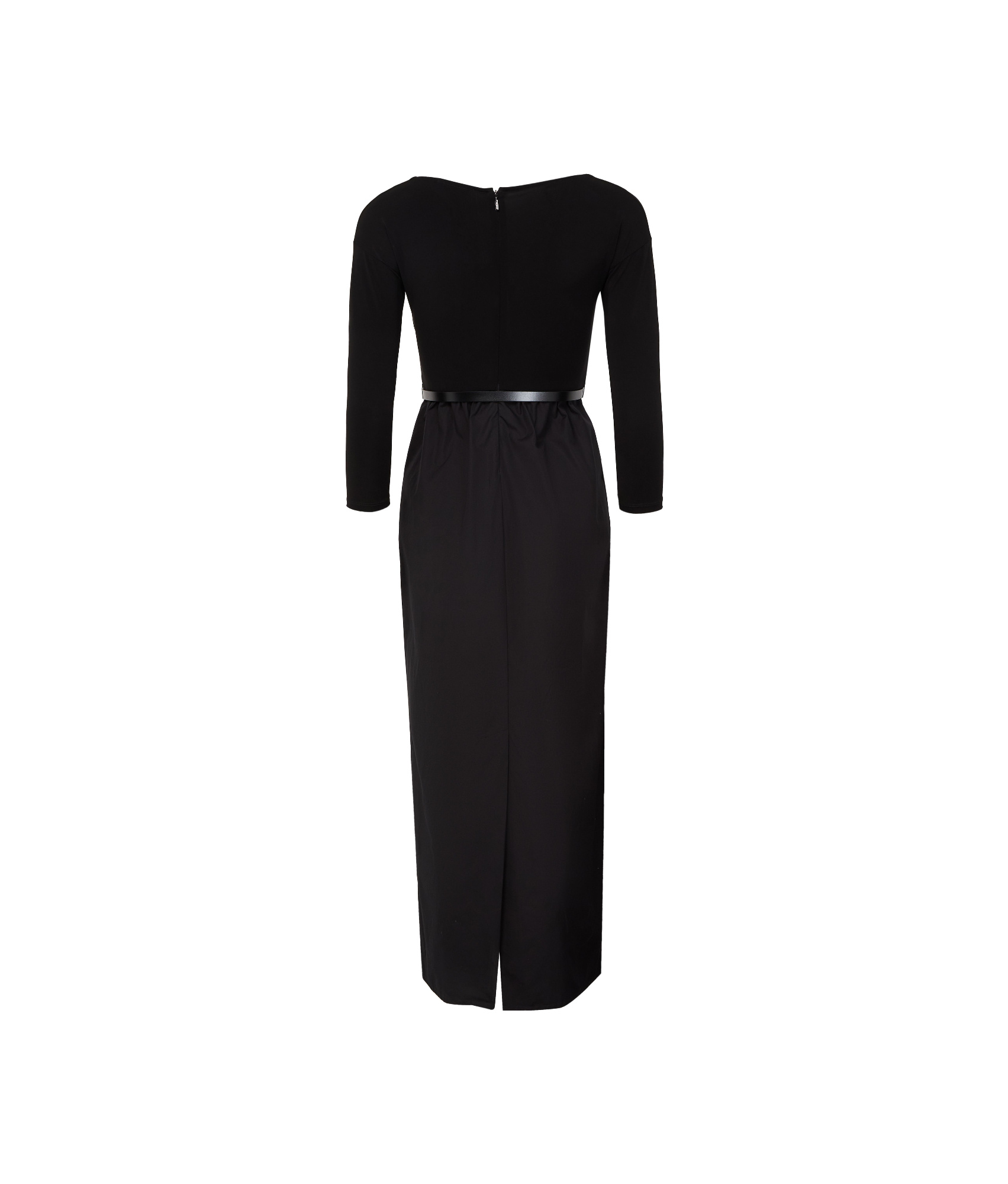 Max Mara A-line Three-quarter Sleeve Belted Dress In Black