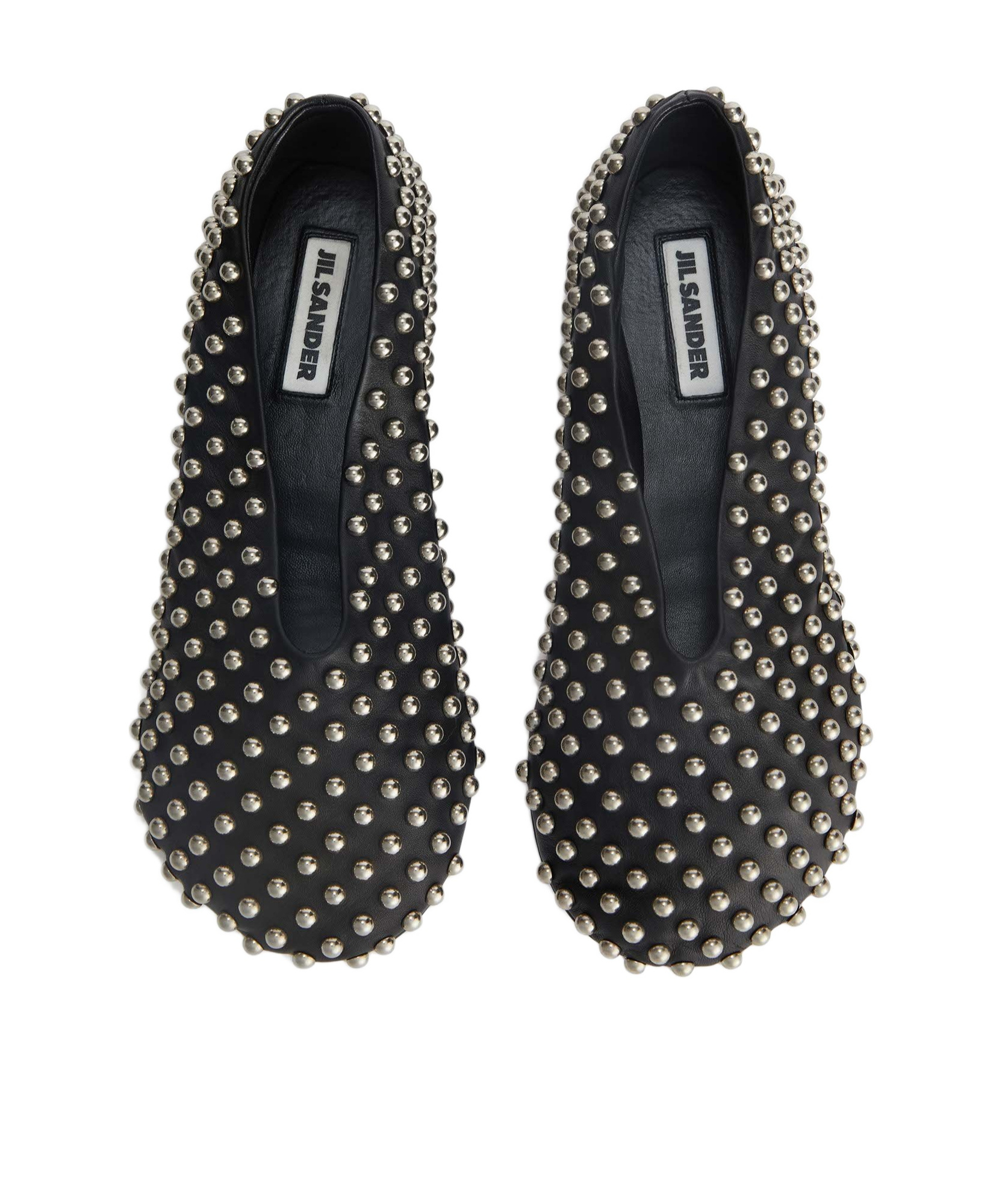 Jil Sander Black Ballet Flats With All-over Stud In Black