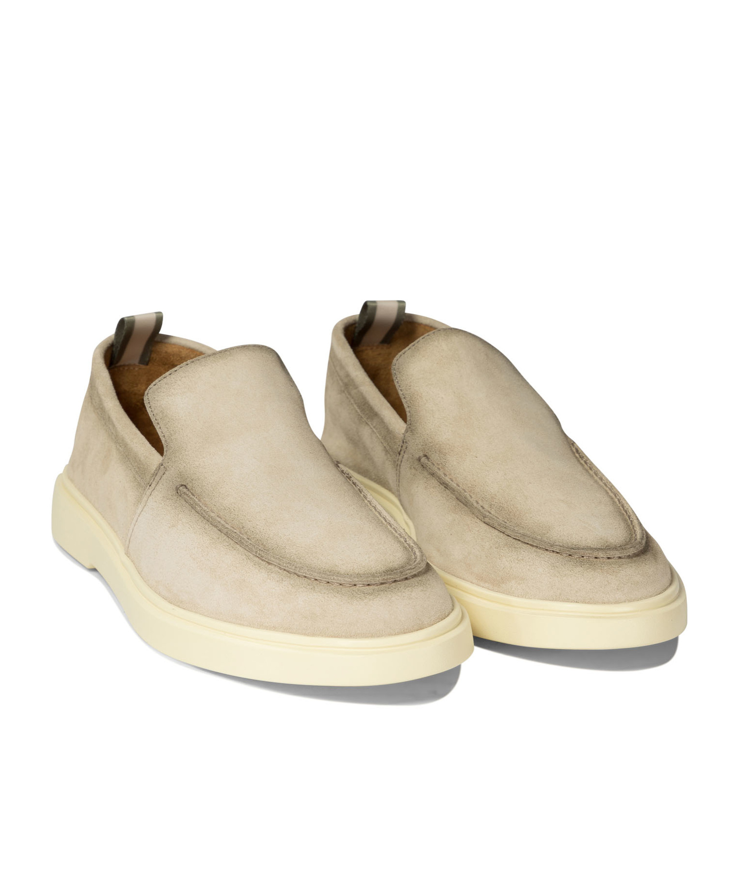 Officine Creative Bones 002 Suede Loafers In Neutral