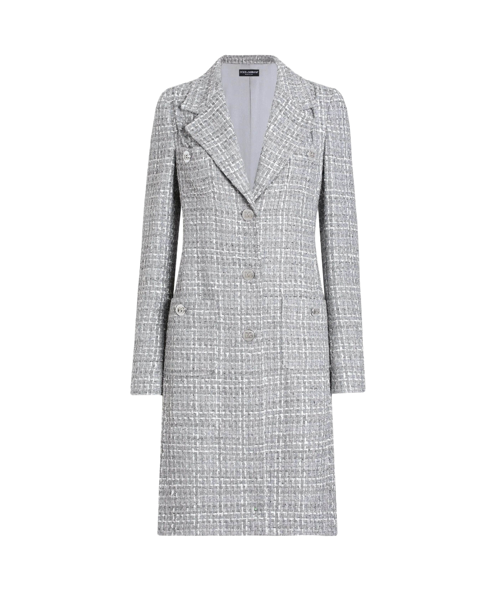 Dolce & Gabbana Tweed Coat In Gray