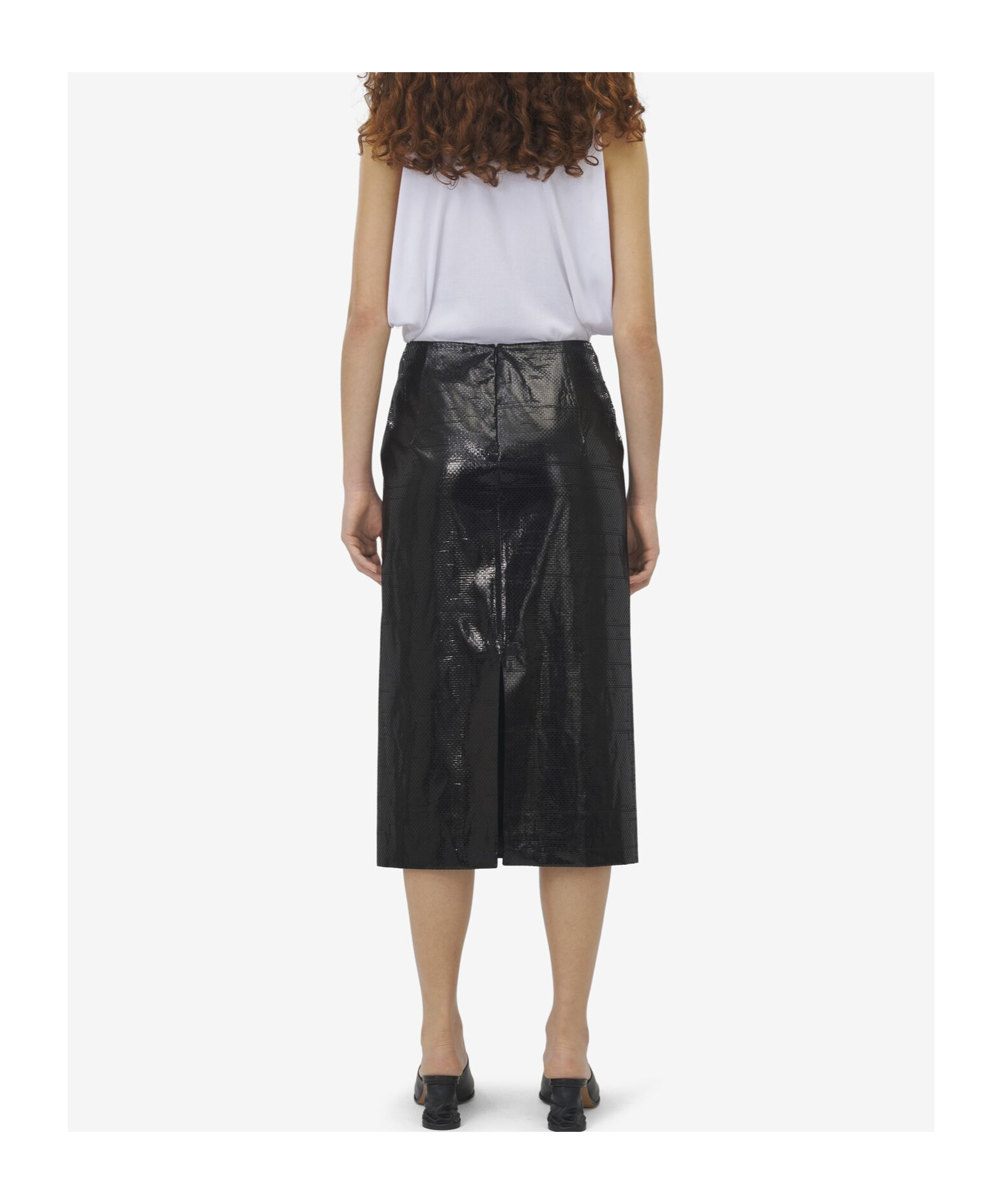 Shop Alexander Mcqueen Patent Midi Skirt In Black