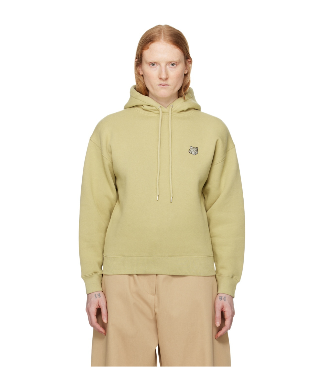 Maison Kitsuné Rib-cuff Hooded Hooded Hoodie In Green