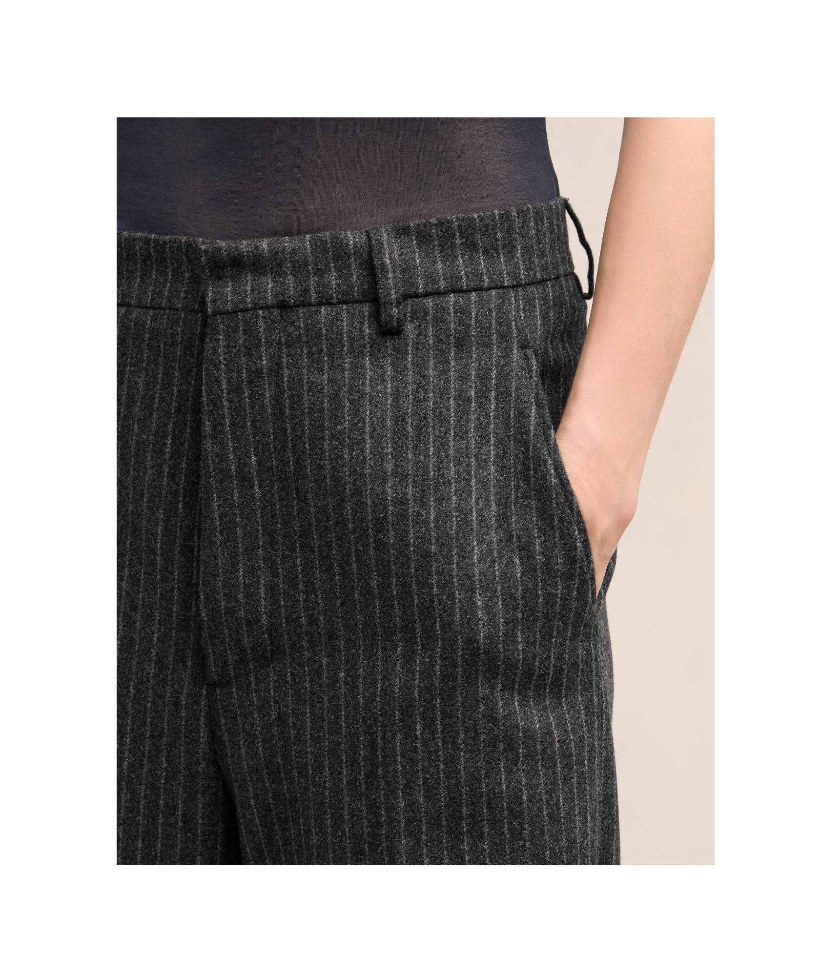Shop Ami Alexandre Mattiussi Ami Paris Pinstriped Wide-leg Trousers In Black