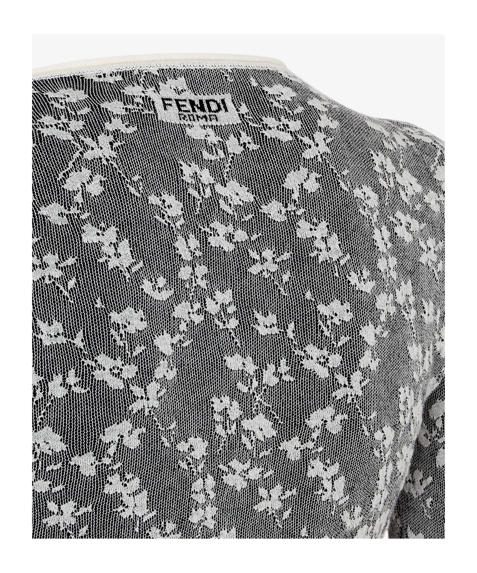 Fendi Black Viscose Jacquard Cardigan In Black