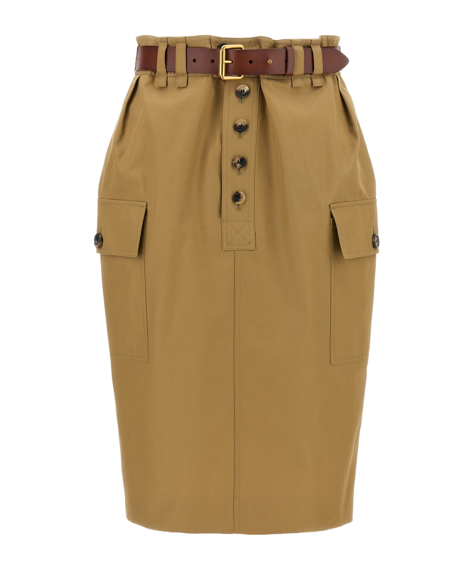 Saint Laurent Paris Women Gonna A Matita Cassandre In Twill Di Cotone In Brown