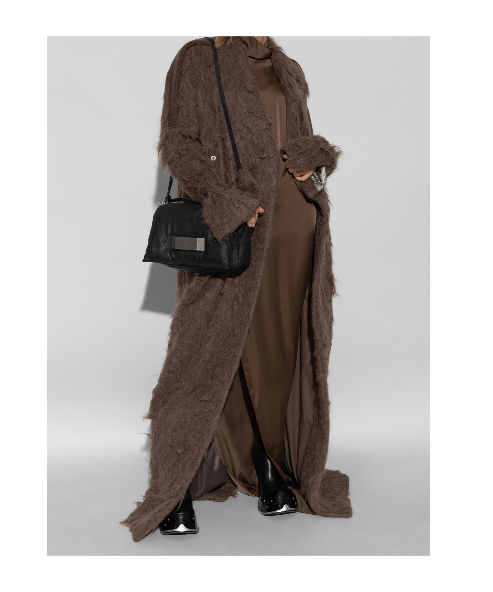 Rick Owens Brushed-finish Coat In Brown