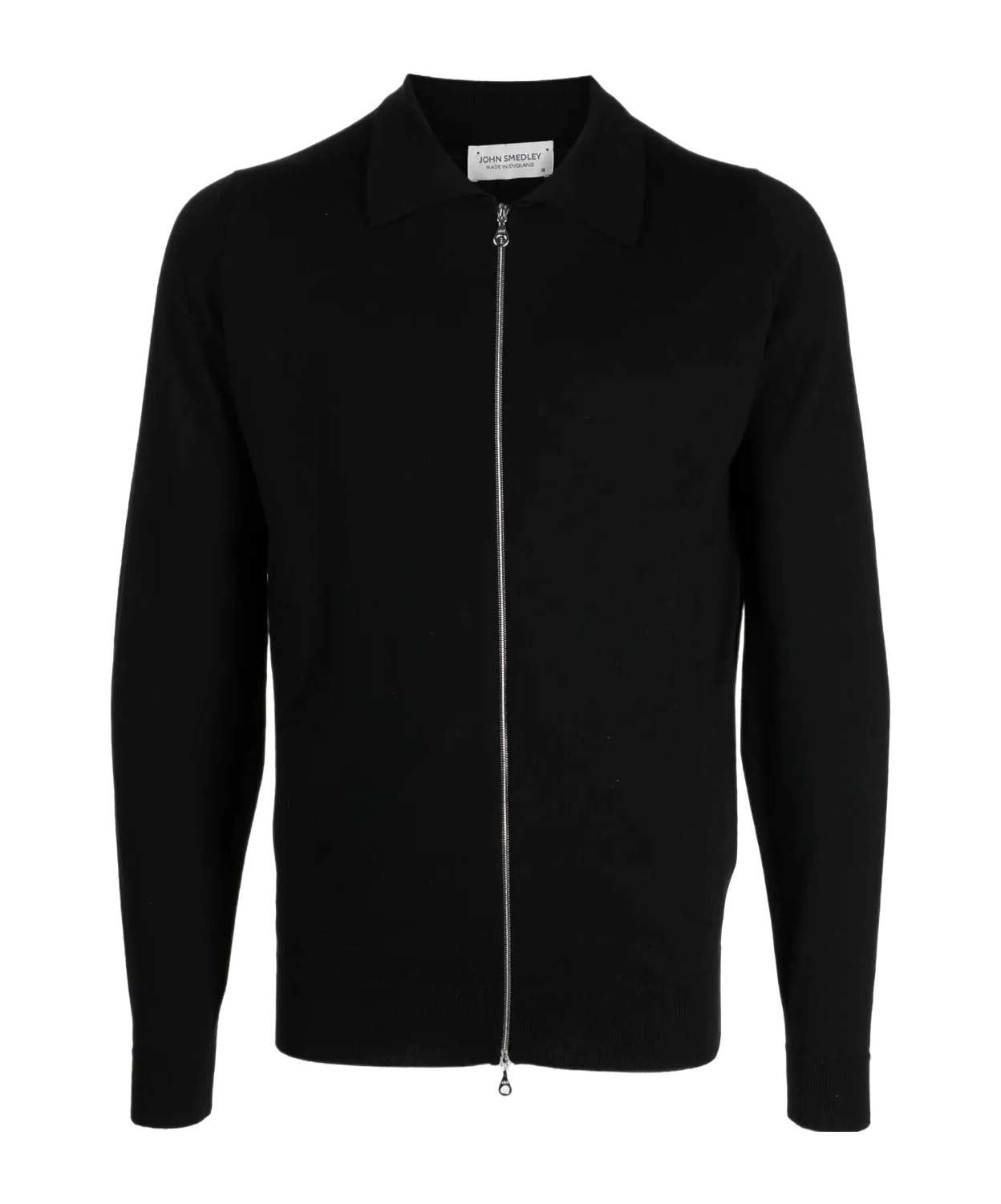 John Smedley Long-sleeved Zipper Cardigan In Black