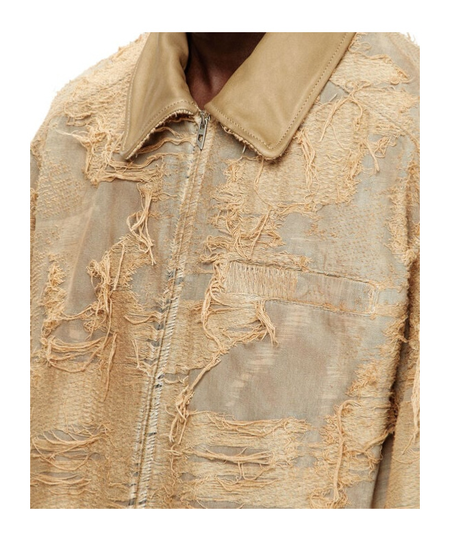 Diesel Jacket In Overdyed Floating-thread Denim In Nude