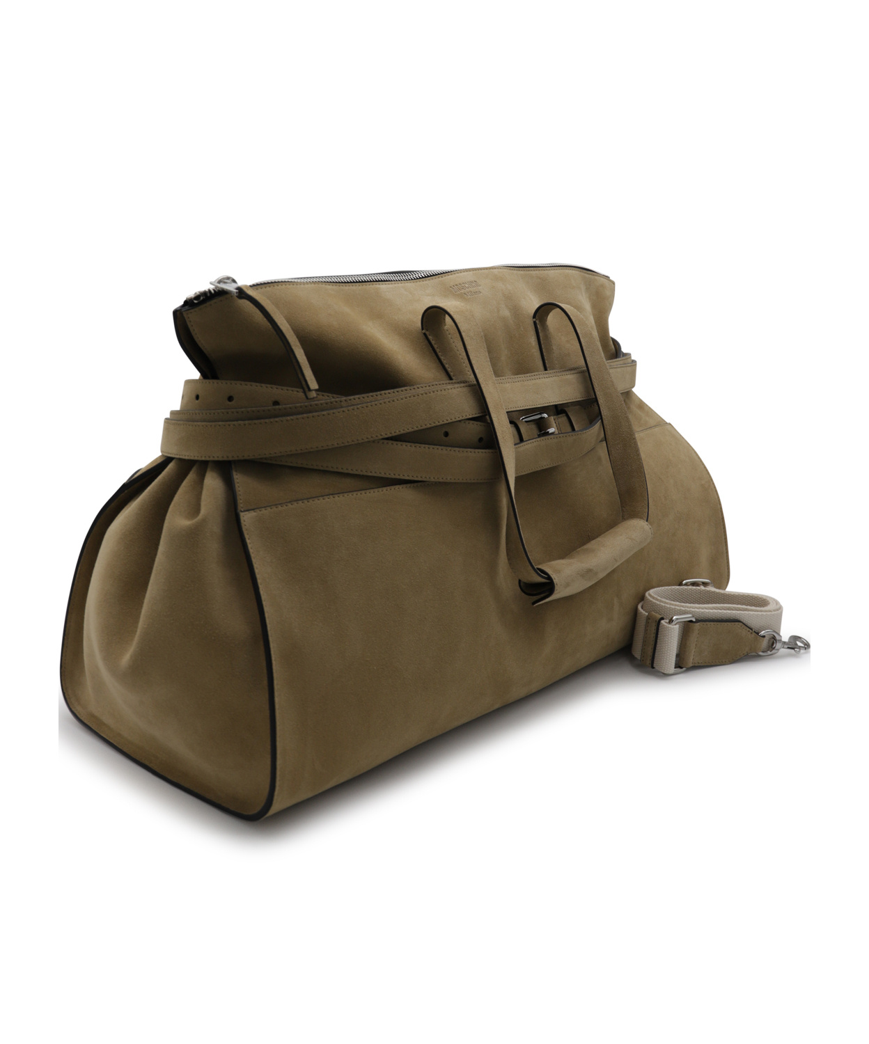 Moschino Beige Leather Bag In Green