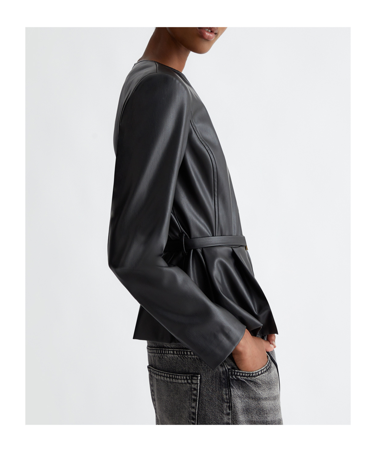 Shop Liu •jo Coated Jacket In Black