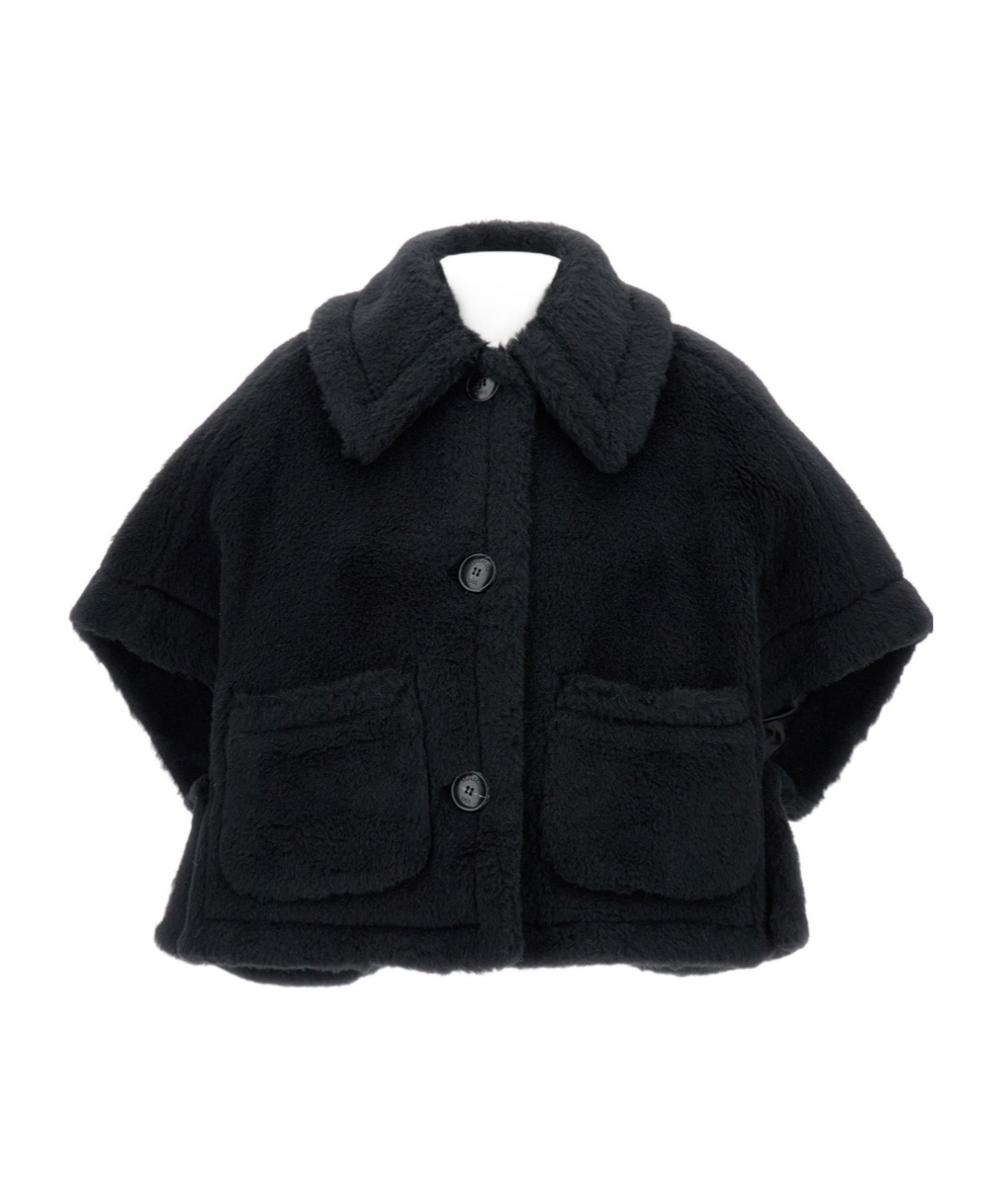 Max Mara Lapel Cape In Black