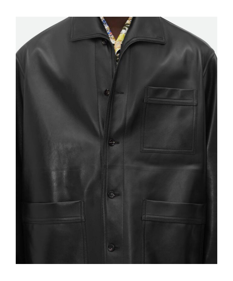 Bottega Veneta Long-sleeved Wool Pajamas Shirt In Black