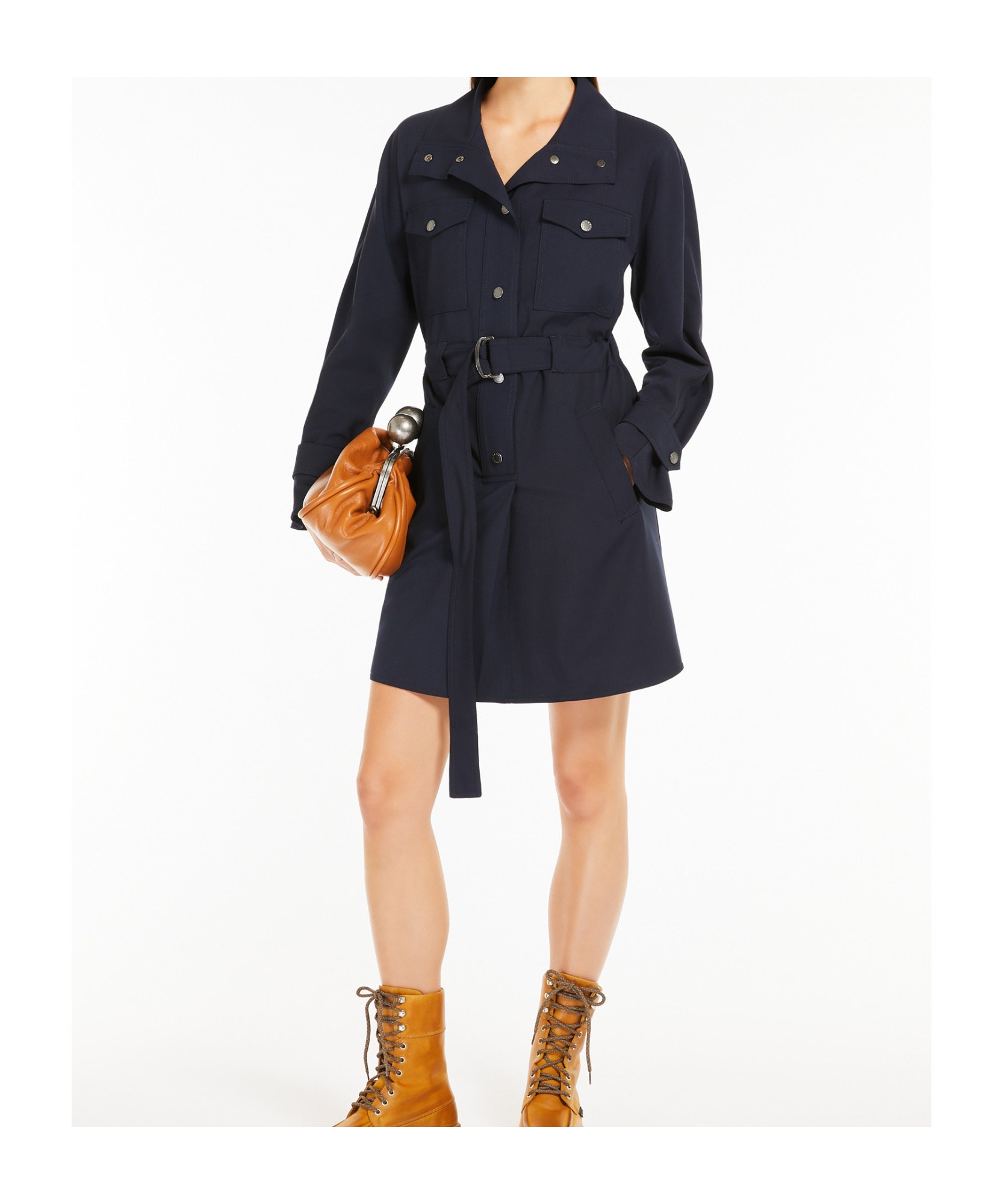 Weekend Max Mara Wool Gabardine Dress In Black