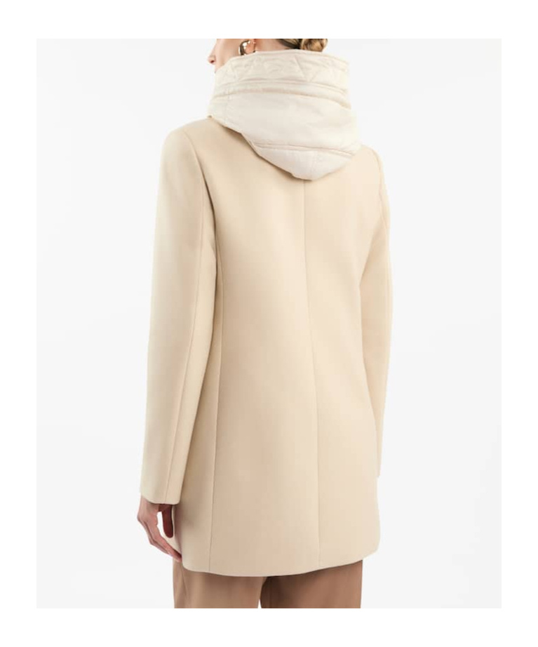 Fay Front Nylon Toggle Double Breasted Coat In Nude