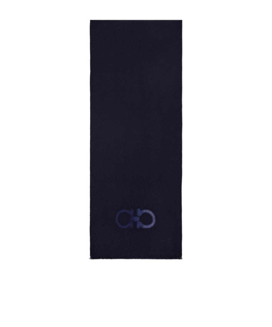 Ferragamo Gancini-motif Wool Scarf In Black