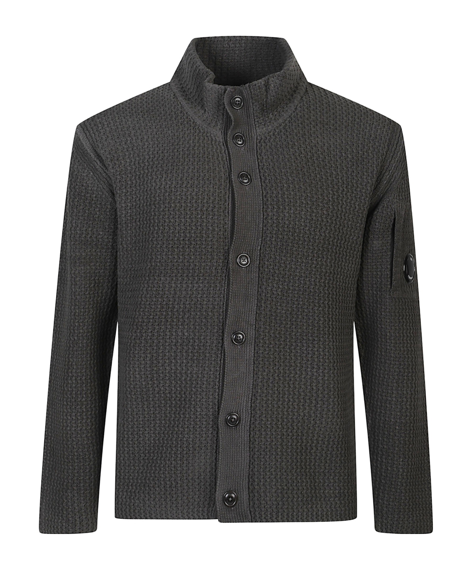 C.p. Company Textured Button Cardigan In Black