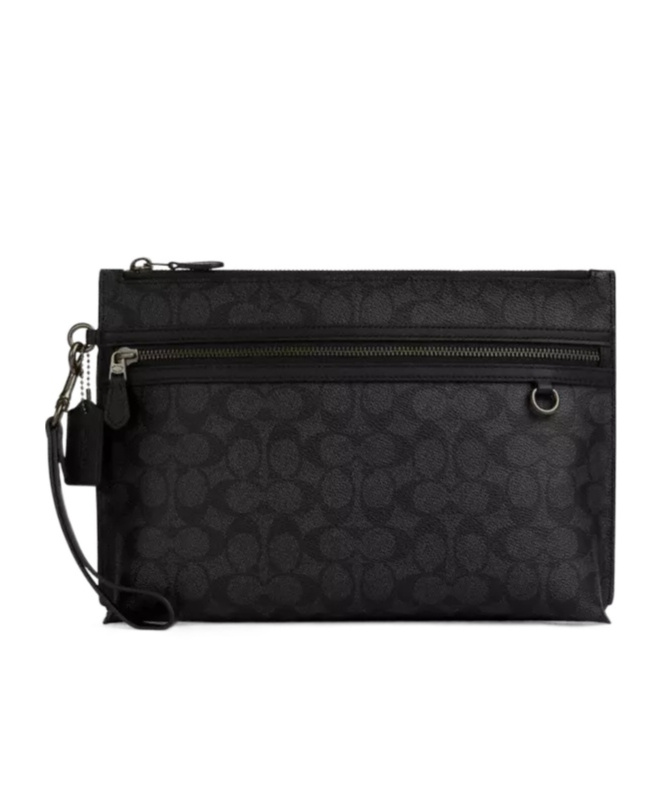 Coach Carry All Pouch In Signature Canvas In Black