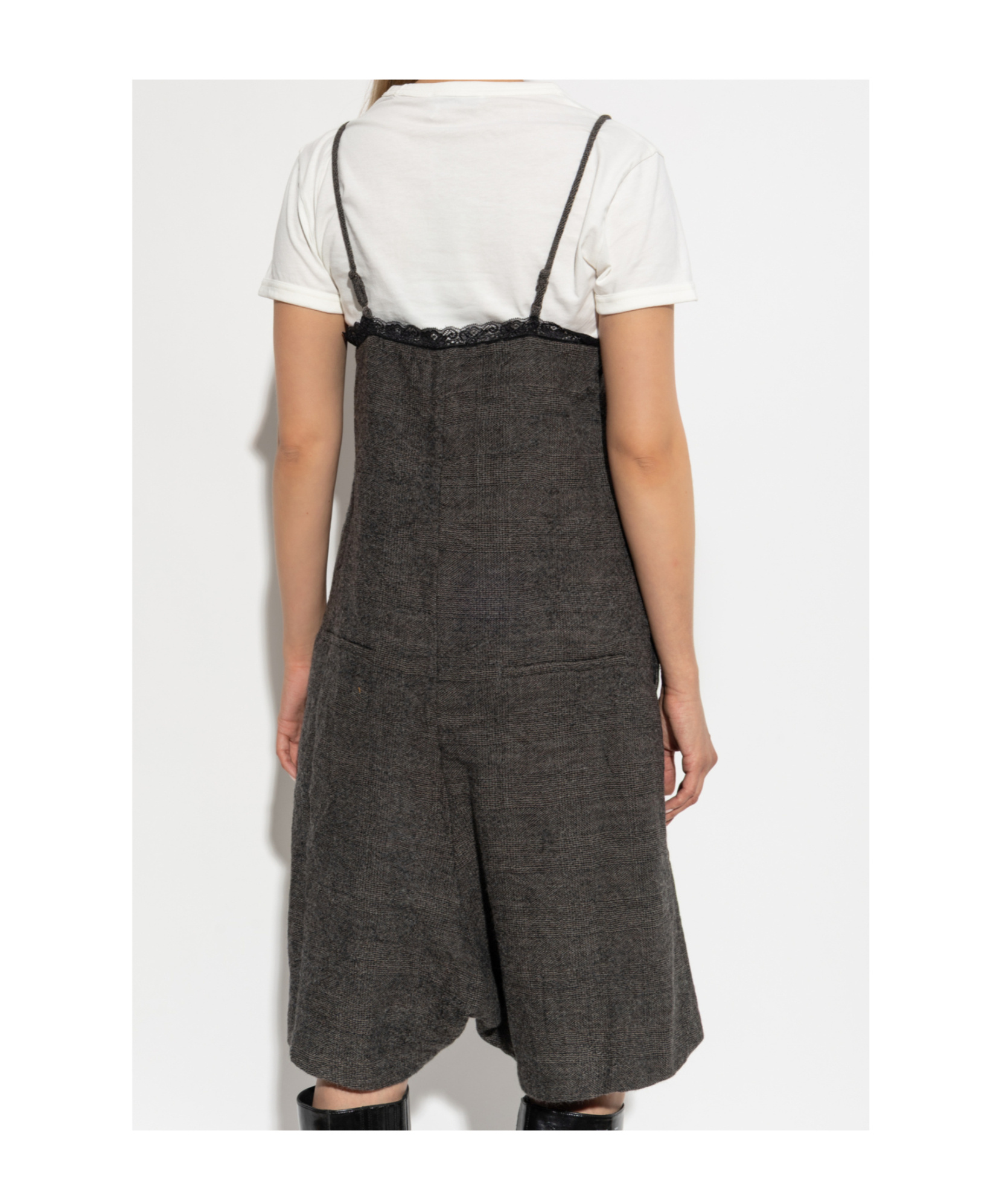 R13 Lace-trimmed Wool Playsuit In Gray