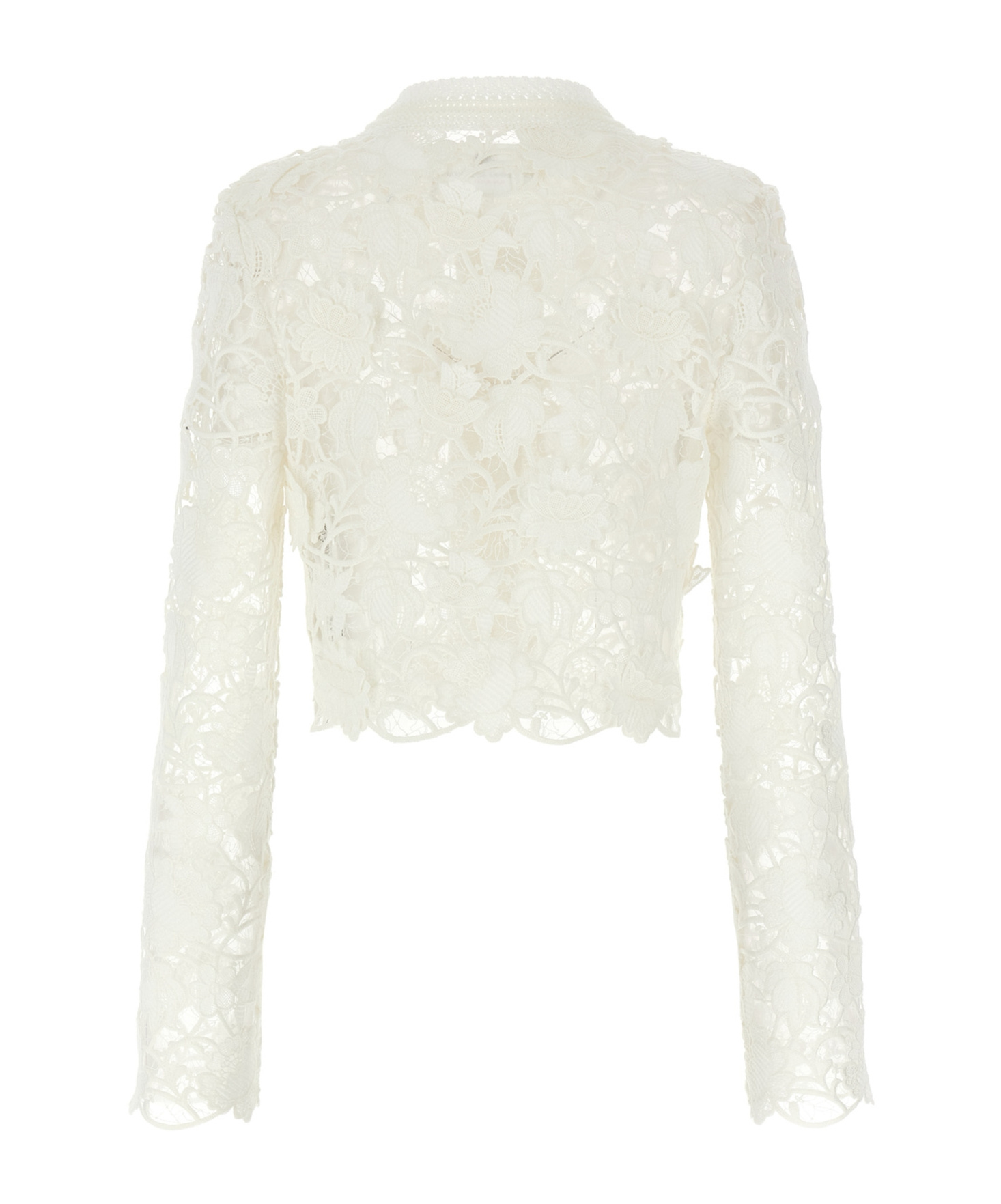 Ermanno Scervino White Lace Cropped Shirt In White